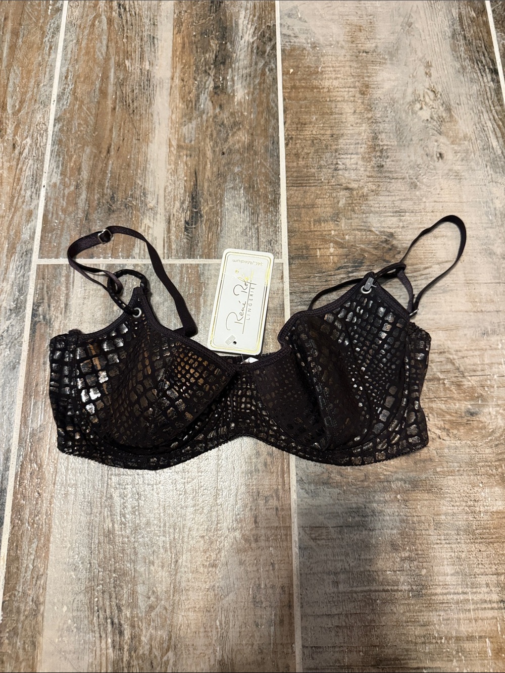 Rene Rofe Black Sheer Lace Underwire Bra